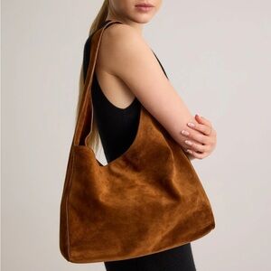 Quince slouchy Brown Suede Shoulder Bag, NWOT.